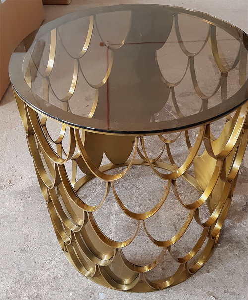 Stolik okršgły kawowy,pomocnik kolor złoty wykonany na zamówienie klienta
